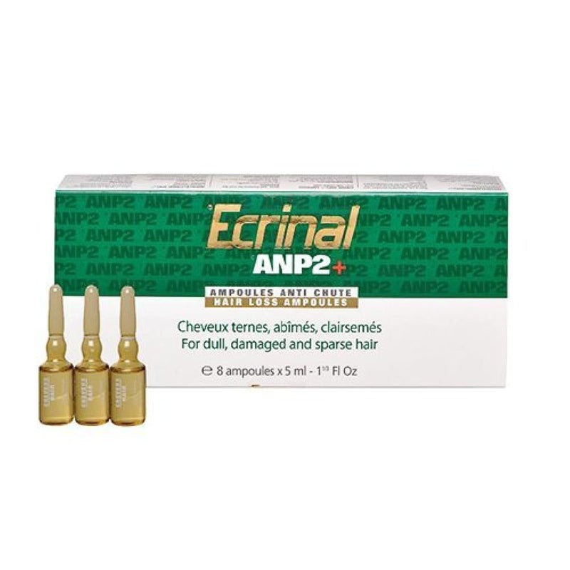Ecrinal ANP2+ Hair Loss Treatment Ampoules - 8 Ampoules for Hair Growth and Regeneration, Revitalizes Dull, Damaged, Thinning Hair, For Dry, Color-Treated, and Oily Scalp, 3-Month Supply